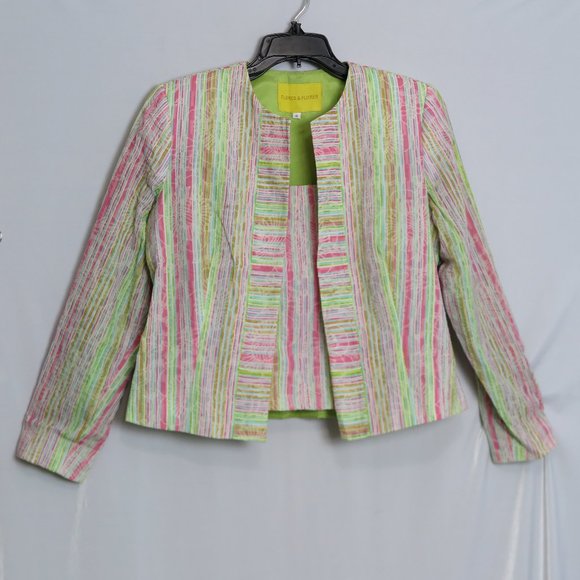 Flores & Flores Jackets & Blazers - FLORES & FLORES Multi-Color Stripe Spring Blouse & Jacket Size 10 Made in USA